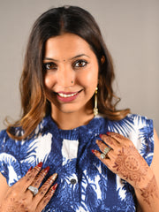 Blue and White 2 Piece Pure Cotton Suit